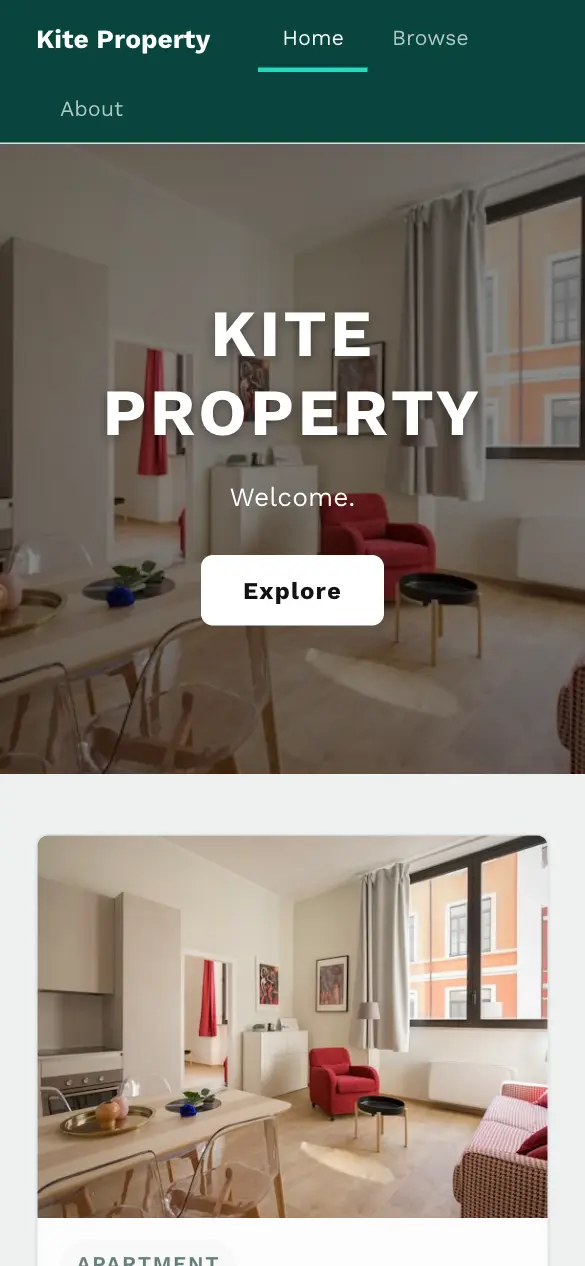 Kite Property, a property listings app made with Beetler