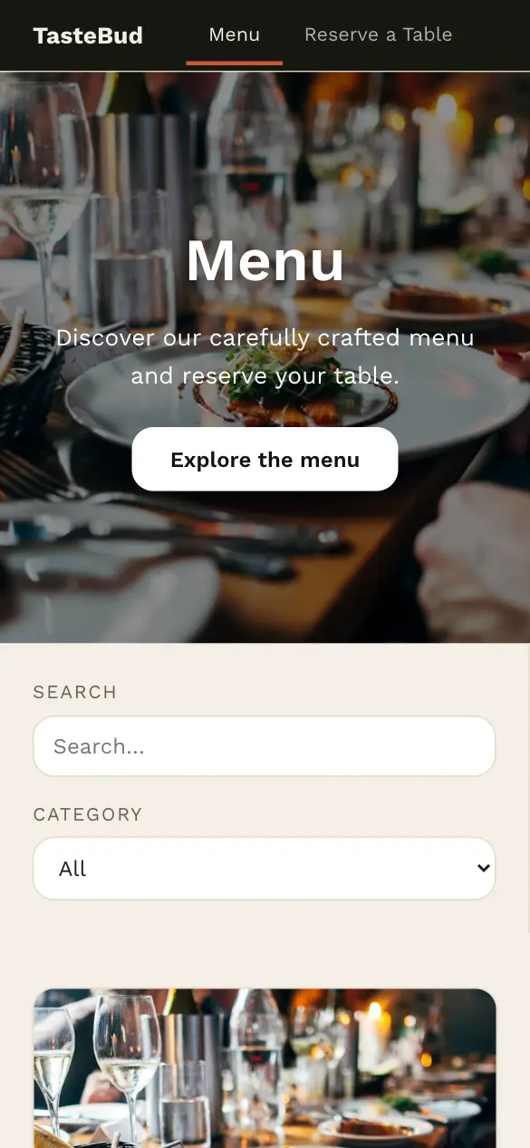 TasteBud, a restaurant menu app made with Beetler