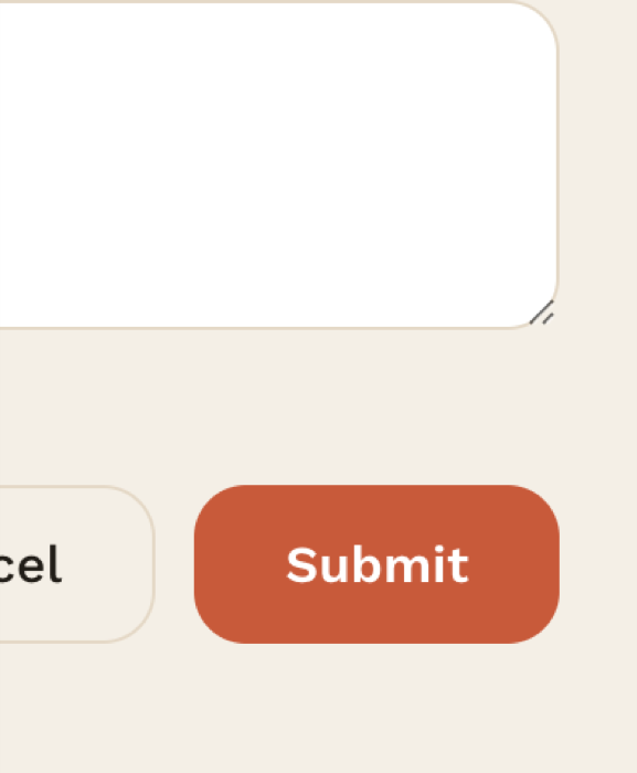 The same Submit button after applying warm terracotta and olive: a terracotta button on a warm cream background.